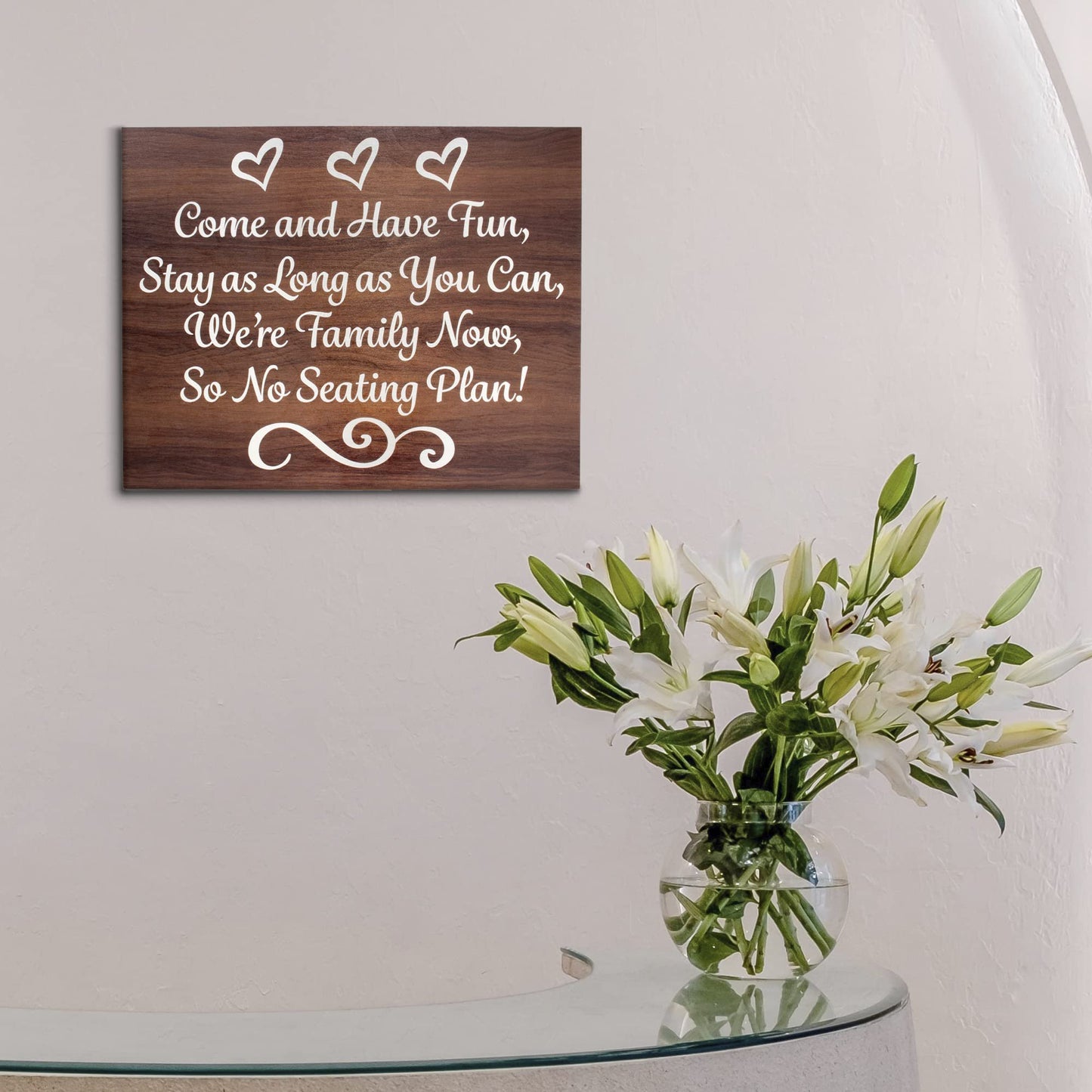 JennyGems Wedding Seating Sign No Seating Plan Wedding Sign, Wedding Ceremony and Reception Decorations, Wedding Welcome Sign, 14.5x11.5 Inch Rustic Wood Sign