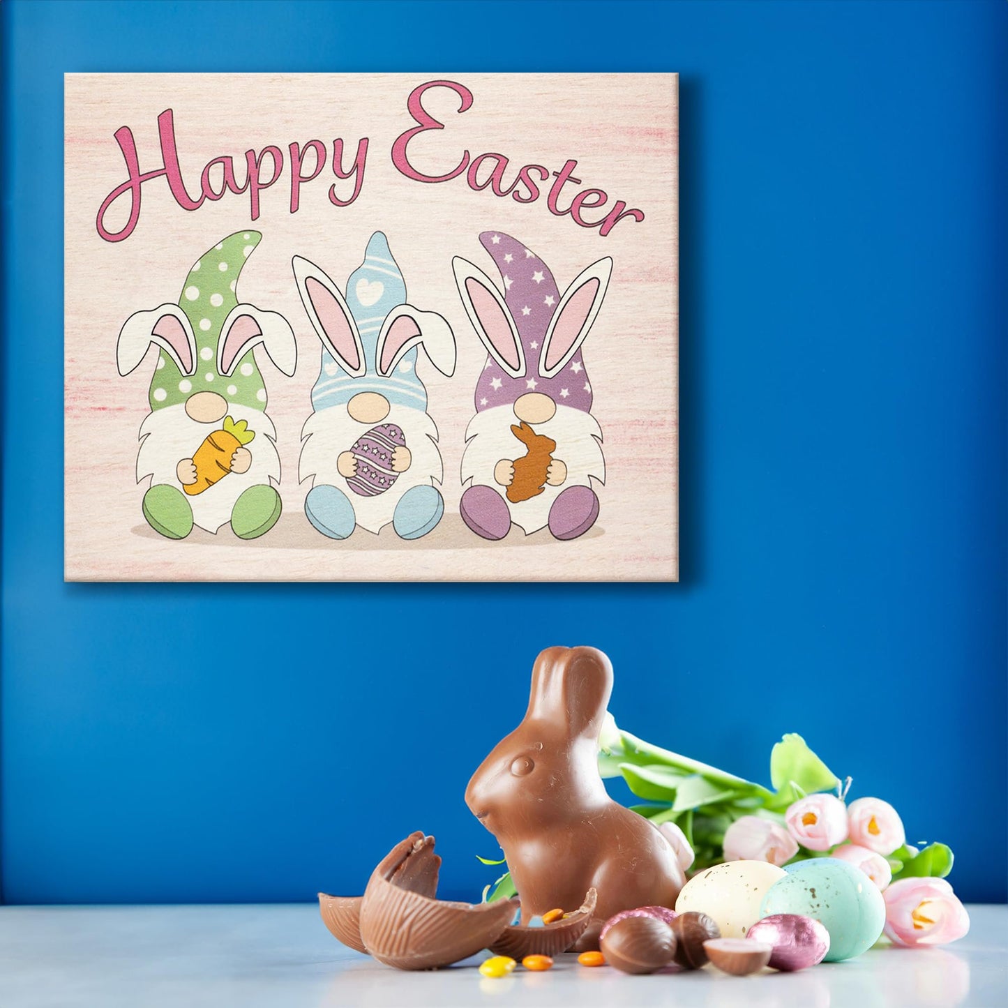 JennyGems Easter Decorations for the Home, Easter Sign, Farmhouse Easter Decor, 7.25 x 6 Wooden Sign, Made in USA