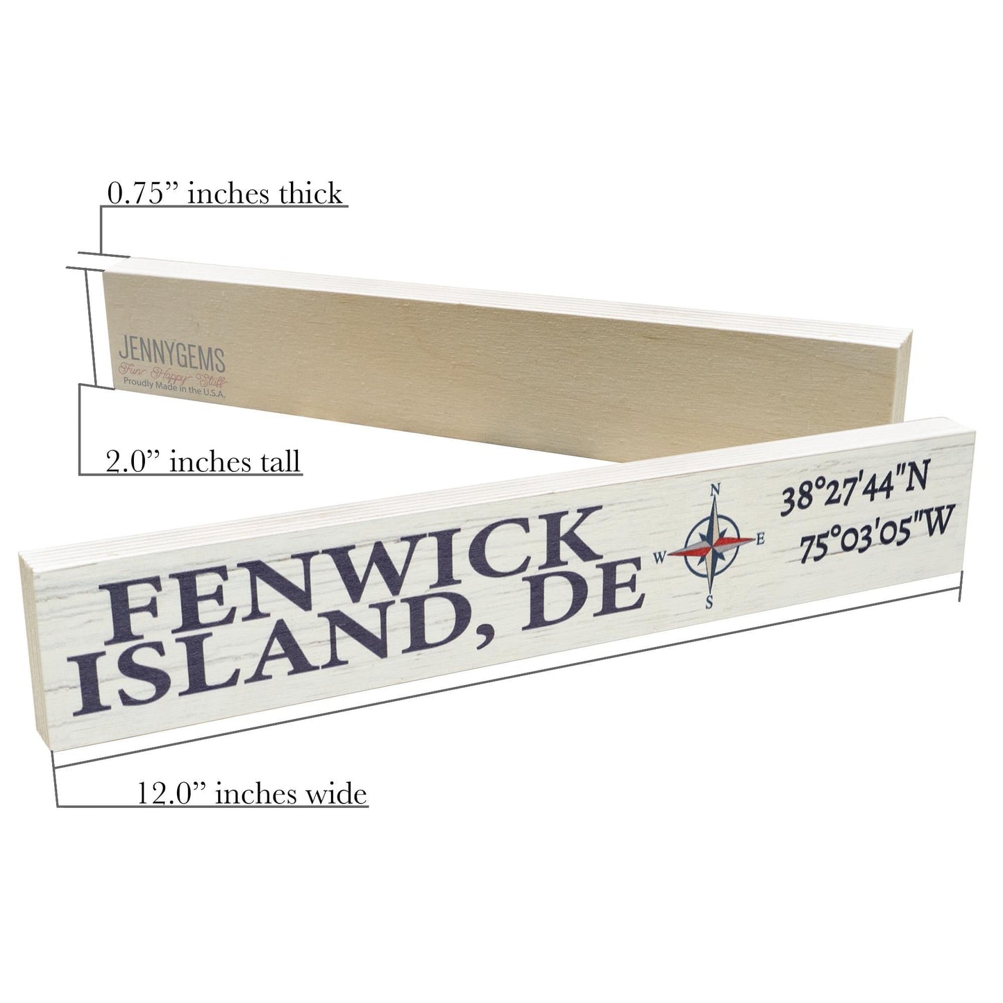 Fenwick Island Delaware Sign: Compass Coordinates Wood Decor