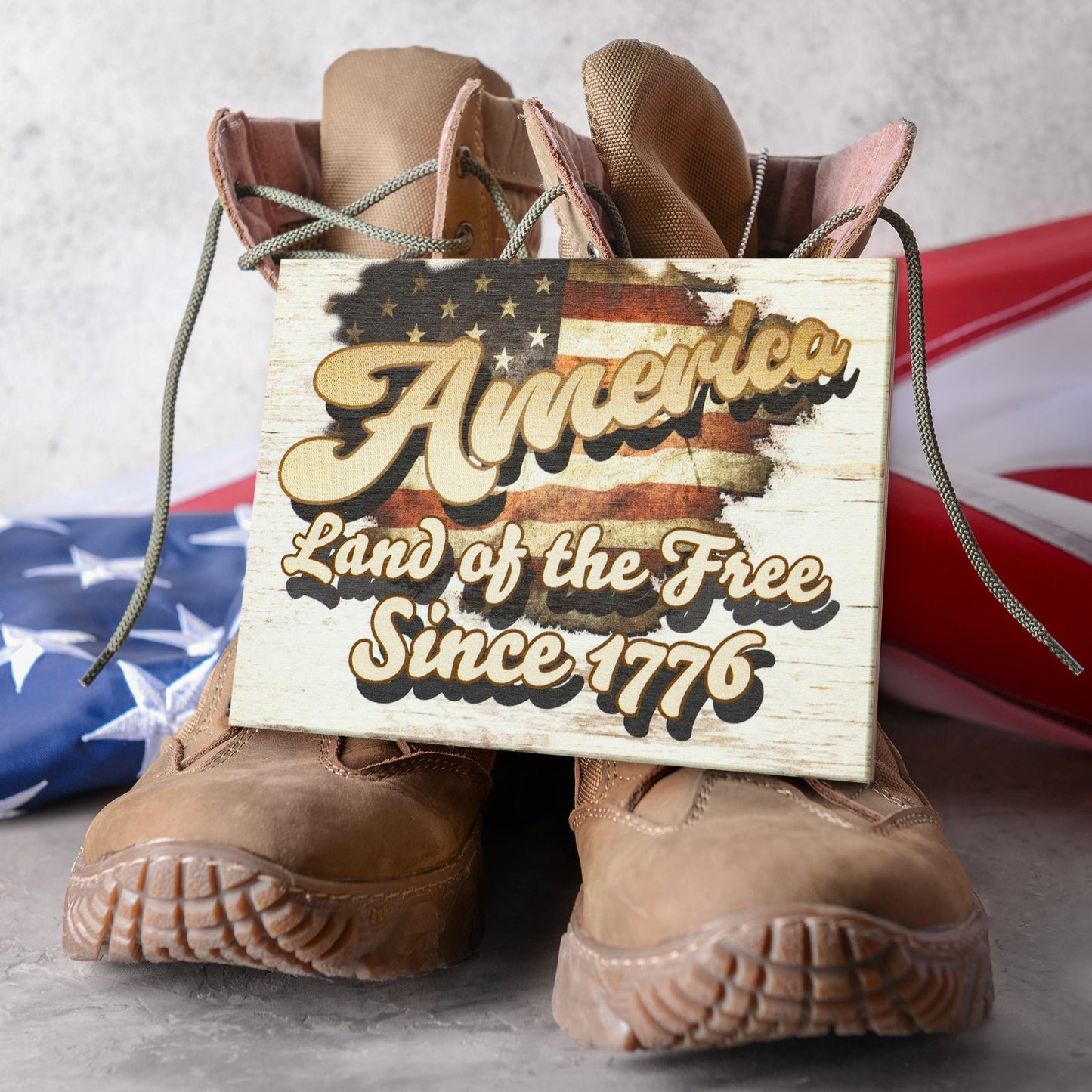JennyGems Patriotic Decor, America Land of the Free Sign, July 4th, Memorial Day
