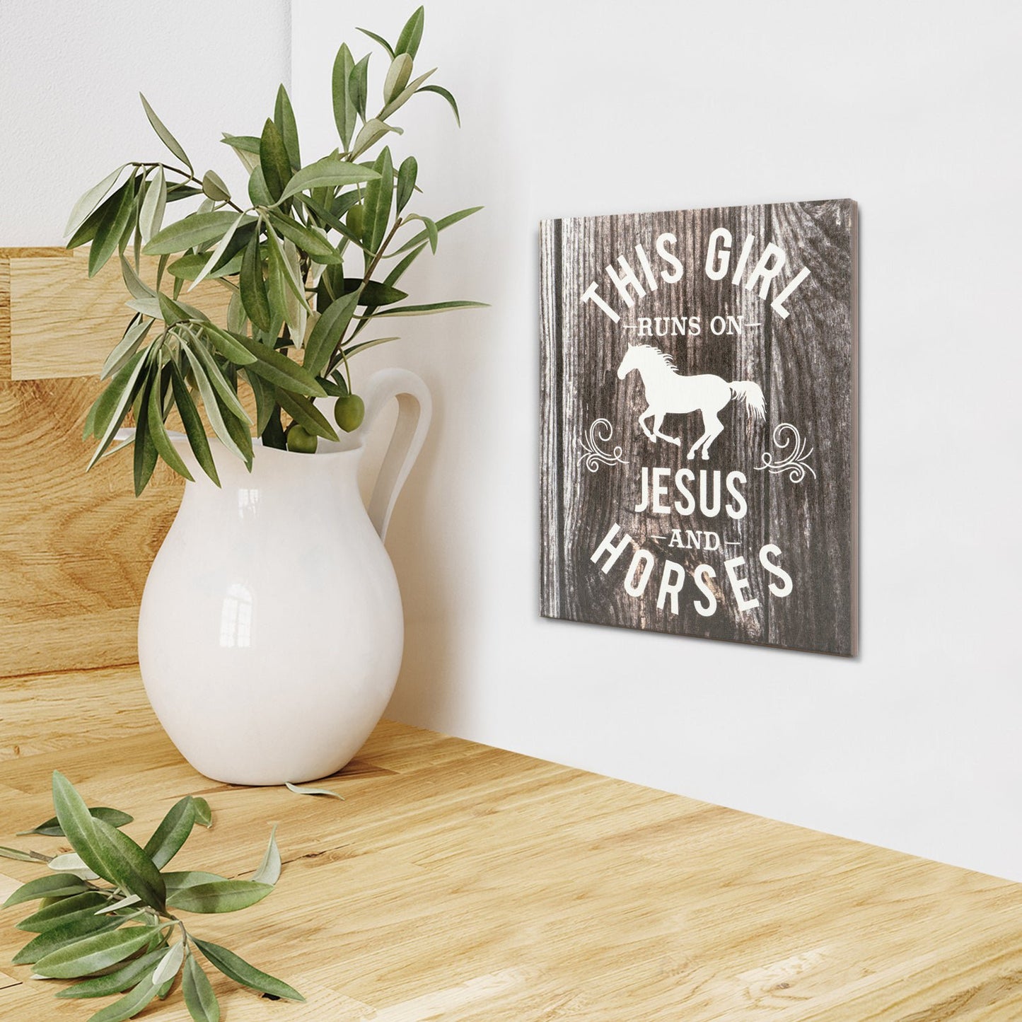 JennyGems Farmhouse Decor, Horse Lover, Girl Runs on Jesus & Horses, Barn Gifts