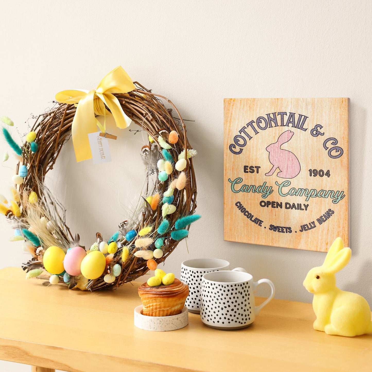 Cottontail Candy Company Easter Sign: Farmhouse Bunny Decor