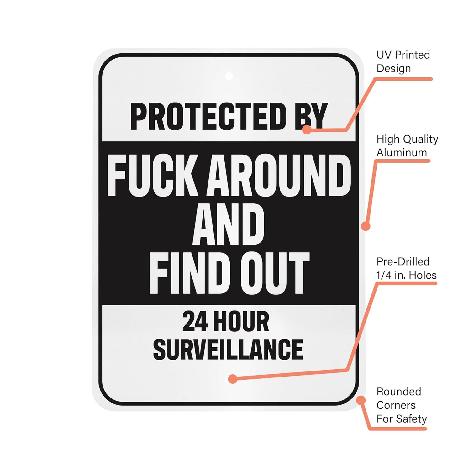 FAFO Protected By Sign: Sarcastic Humor Decor, Indoor/Outdoor