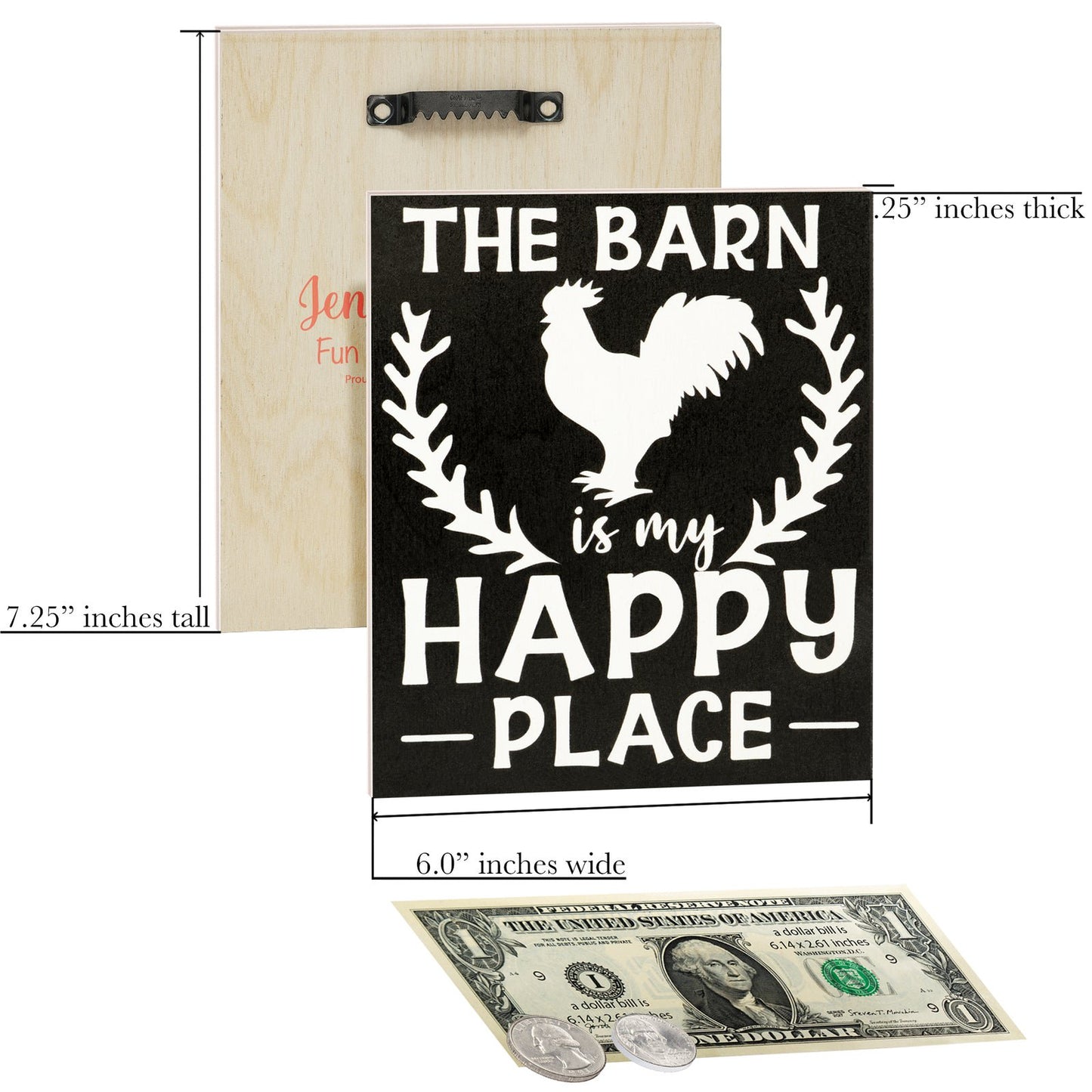 JennyGems Barn Is My Happy Place, Farmhouse Decor, Rustic Barn Sign, Barn Gifts