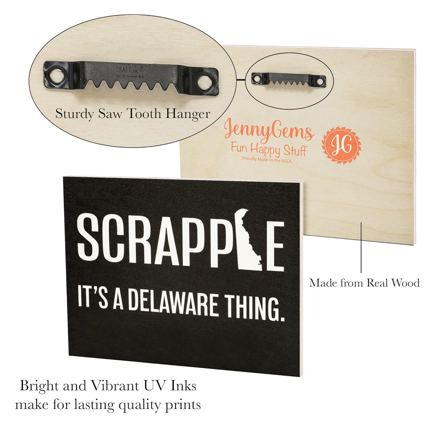 JennyGems Scrapple It's a Delaware Thing Wood Sign, Delaware Souvenirs, Scrapple Gifts, Made in USA