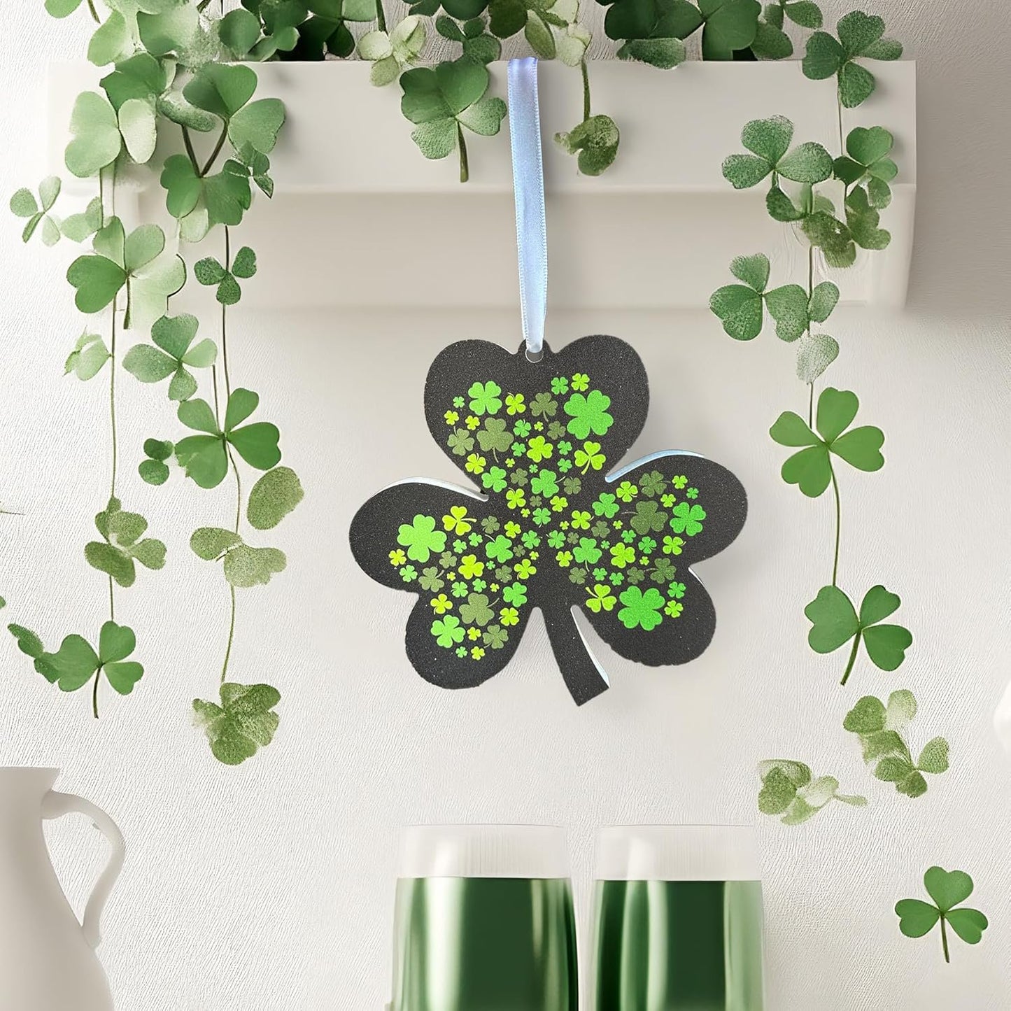 Shamrock Ornaments 4pc Set, St. Patrick's Day Decor