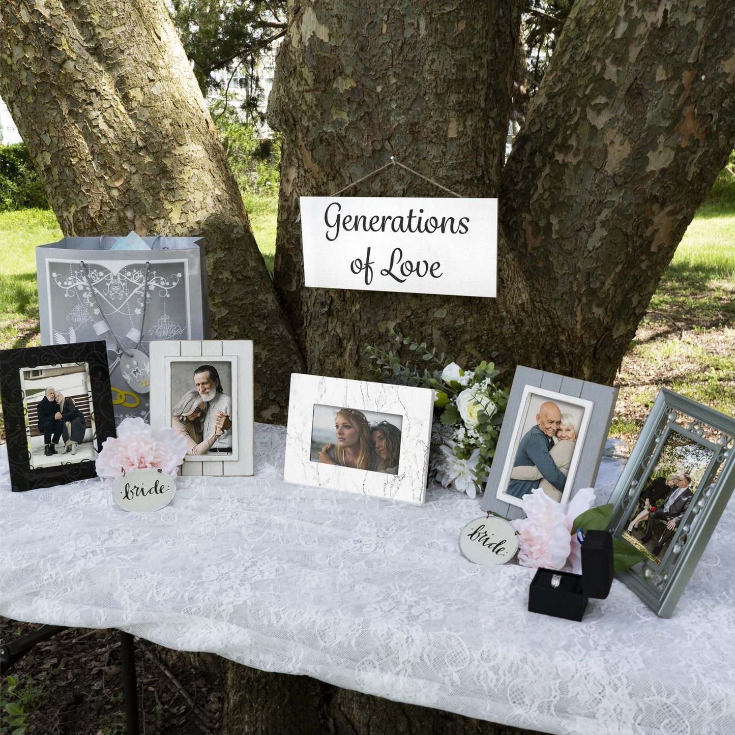 JennyGems Generations of Love Wedding Sign, Wedding Memorial Decor (White)