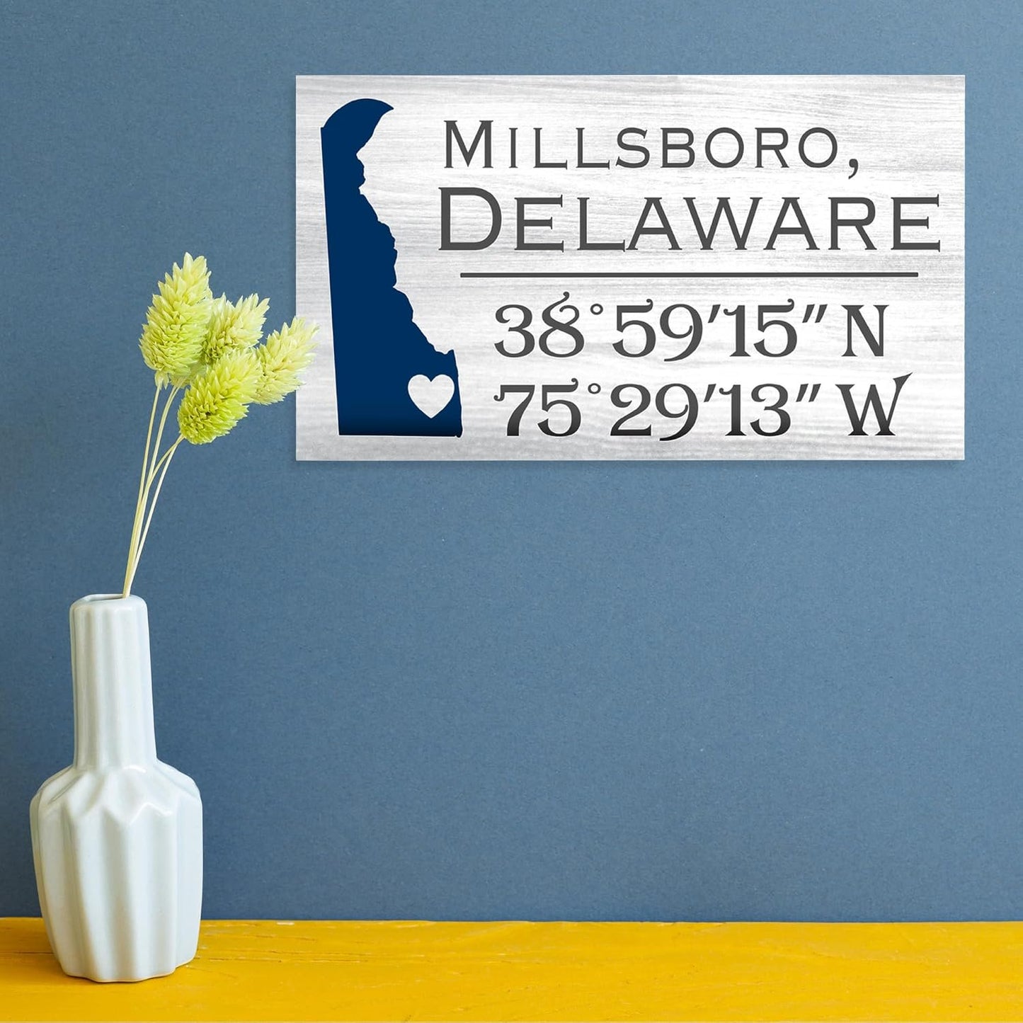 Millsboro, Delaware Wooden Sign, Coordinates