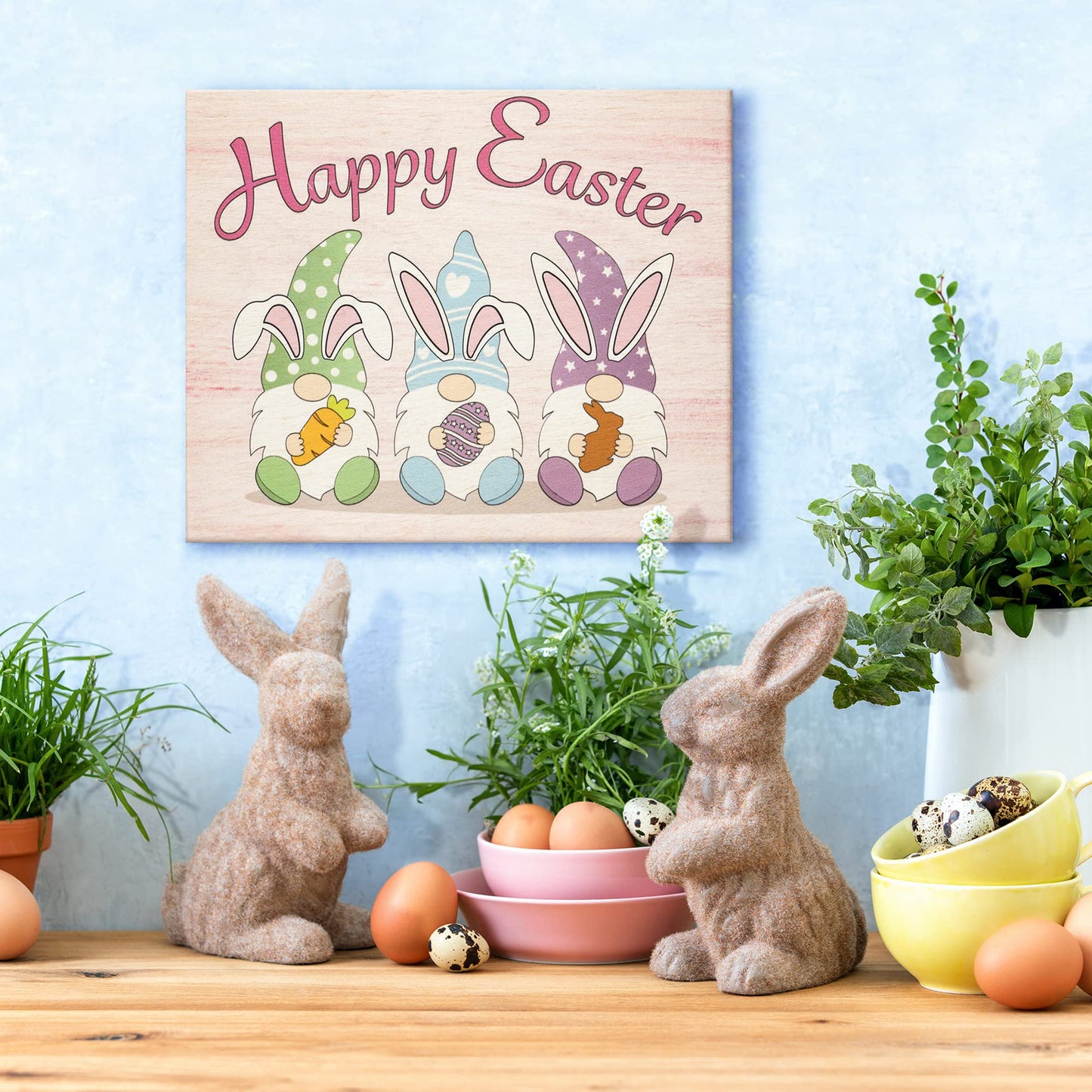 JennyGems Easter Decorations for the Home, Easter Sign, Farmhouse Easter Decor, 7.25 x 6 Wooden Sign, Made in USA