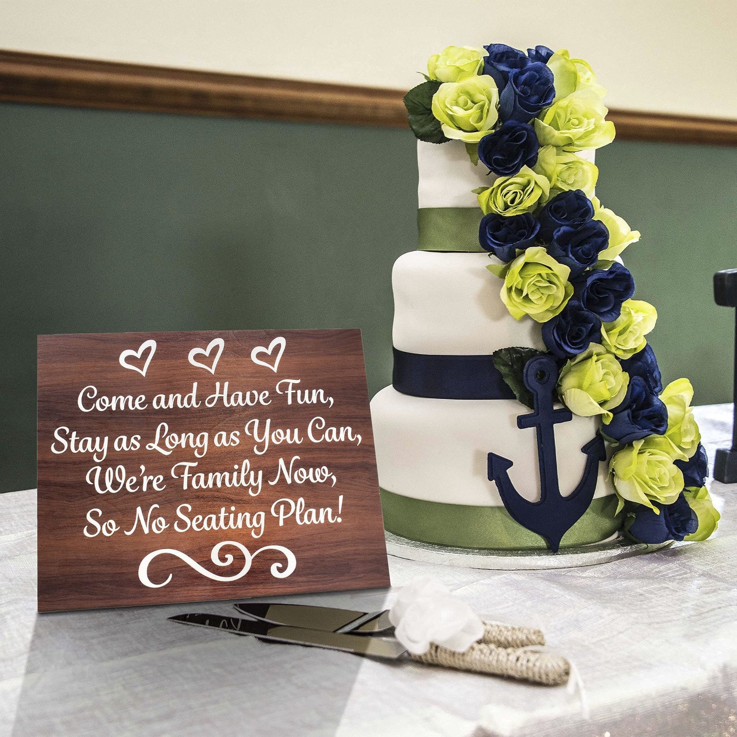 JennyGems Wedding Seating Sign No Seating Plan Wedding Sign, Wedding Ceremony and Reception Decorations, Wedding Welcome Sign, 14.5x11.5 Inch Rustic Wood Sign