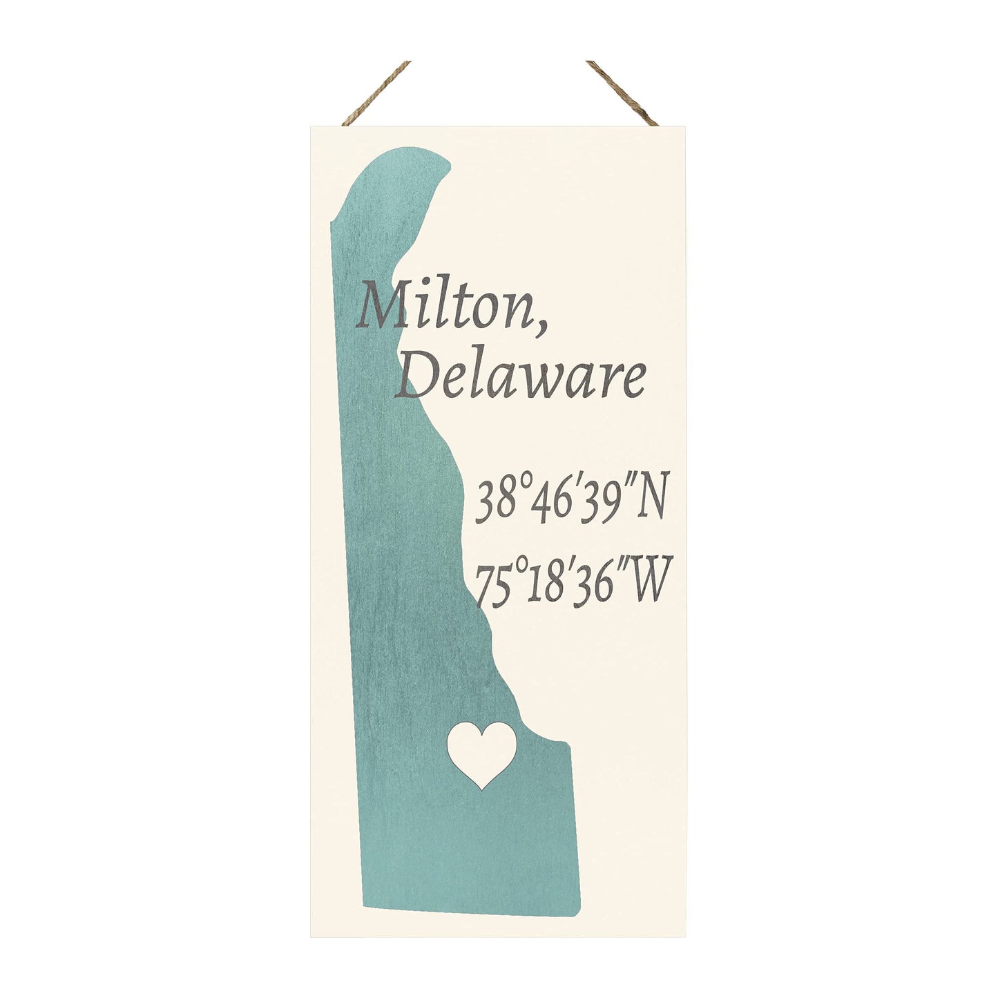 JennyGems Milton, Delaware, 6x13 Inch Nautical Wood Sign, Hanging Wall Decor, Hometown Pride Signs, State Pride, Delaware Pride, Delaware Gifts, American Made