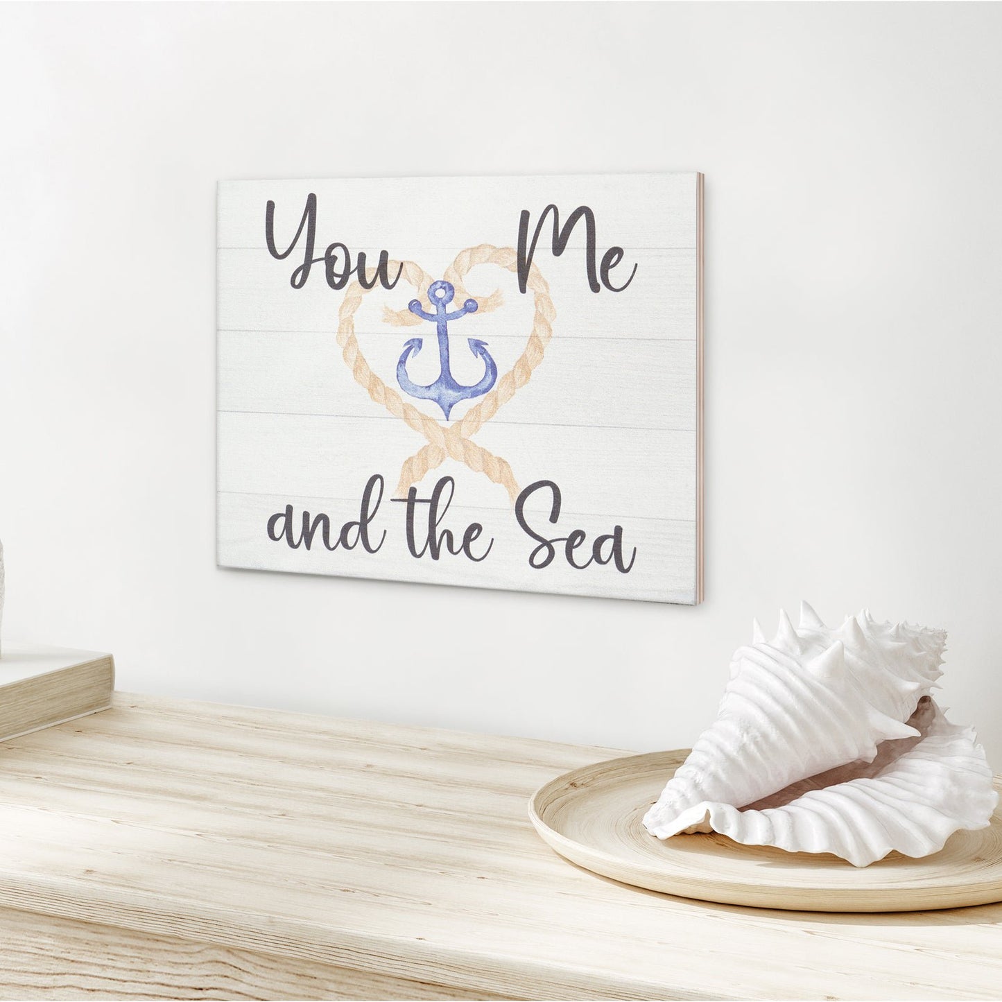 JennyGems Beach Rustic Farmhouse Sign, Inspirational Gifts You Me And the Sea