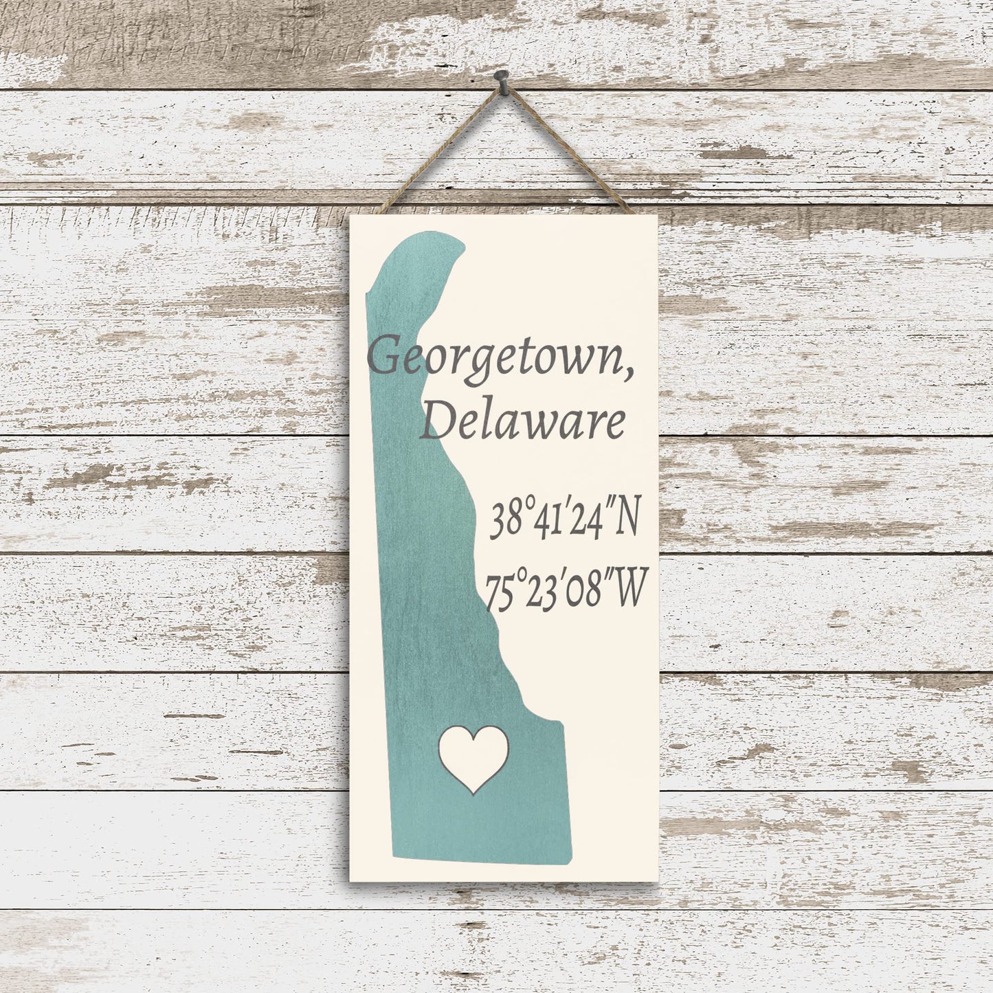 JennyGems Georgetown, Delaware 6x13 Inch Nautical Wood Sign, Hanging Wall Decor, Hometown Pride Signs, Delaware Gifts, American Made