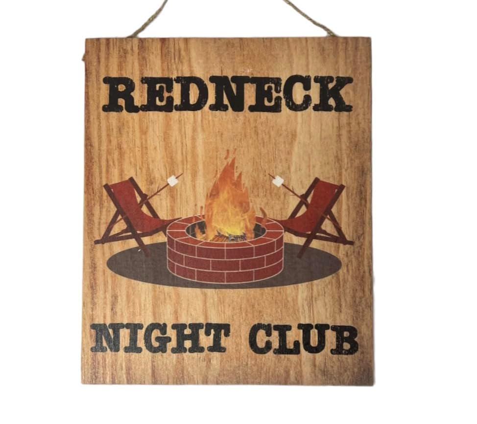 Funny Redneck Night Club Wood Sign: Humorous Bar Decor