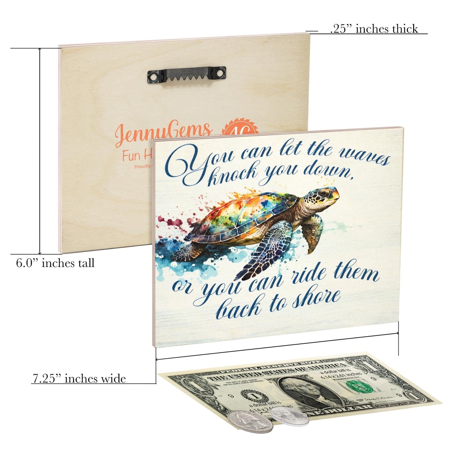 Sea Turtle Wooden Sign: Motivational Ocean Theme Wall Art