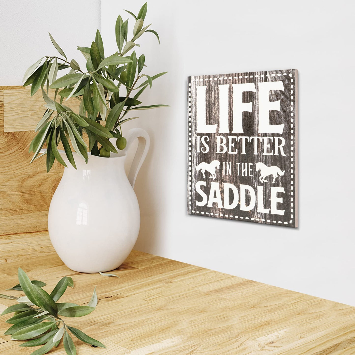 JennyGems Life Is Better in the Saddle Wooden Sign, Horse Gifts for Horse Lovers, Farmhouse Decor Wall Hanging, Made in USA