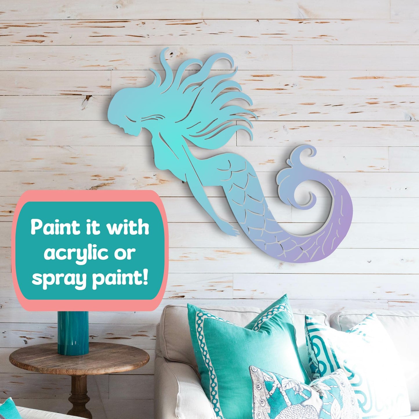 Outdoor Mermaid Wall Art – Nautical Mermaid Decor for Beach House, Coastal Poolside, and Ocean-Themed Spaces – Weatherproof PVC Mermaid Sign