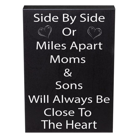 JennyGems Mom Gifts from Son, Mom and Sons Will Always Be Close to the Heart Wooden Sign and Wall Decor, American Made
