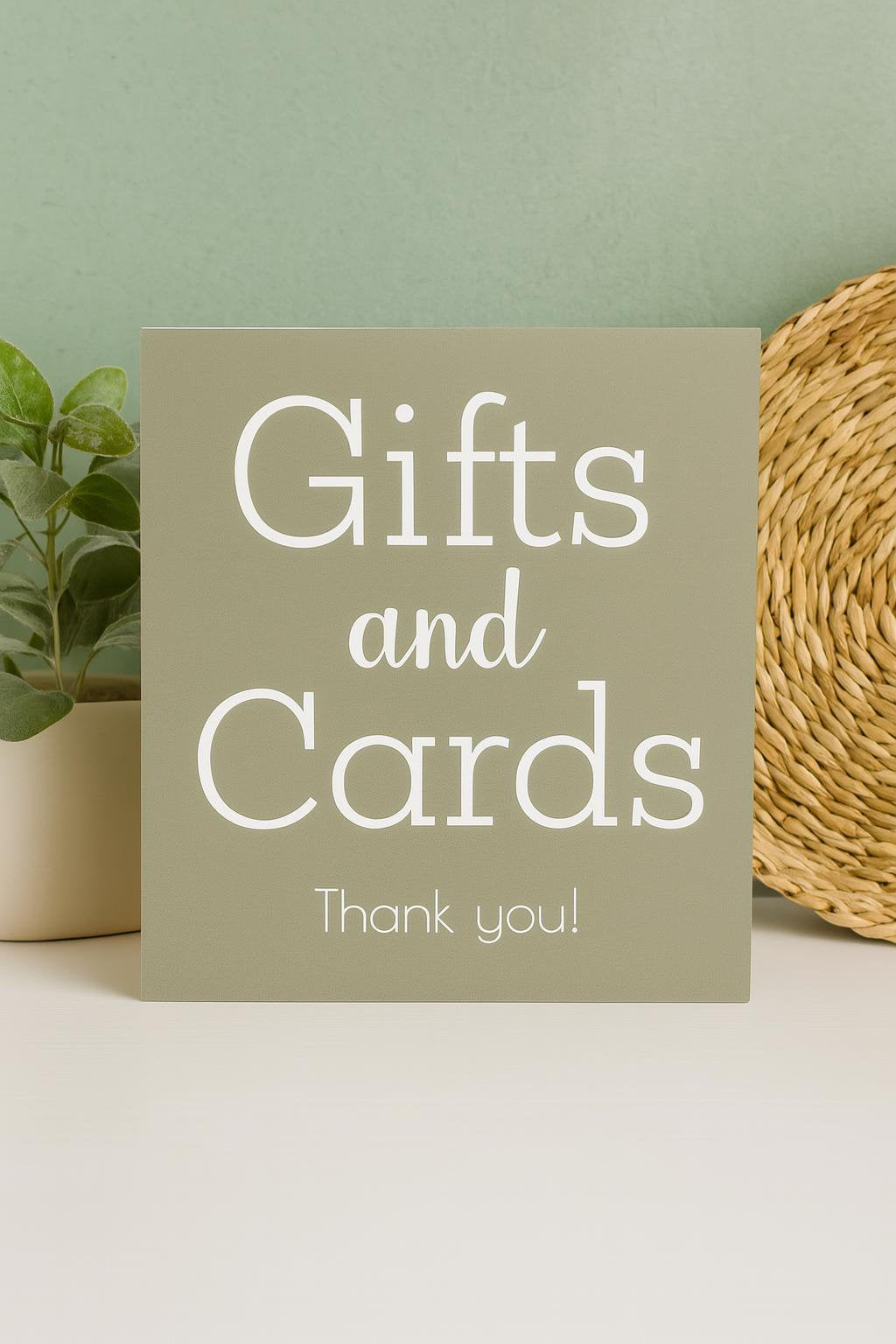 Elegant Gifts and Cards Wedding Sign: Wooden Table Decor, 10x11