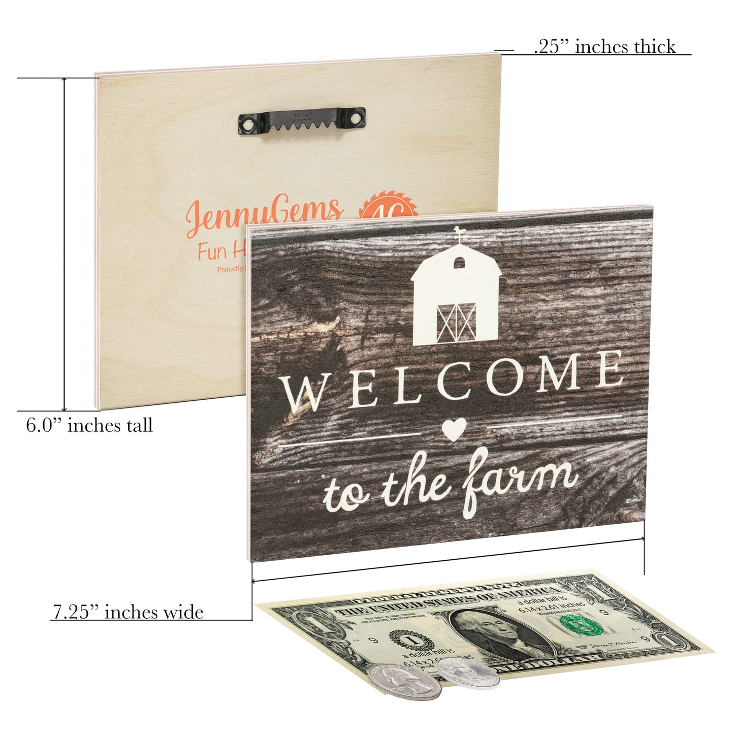 JennyGems Welcome To the Farm Wooden Sign, Barn Gifts, Rustic Farmhouse Decorations Wall Hanging, Gray Wash
