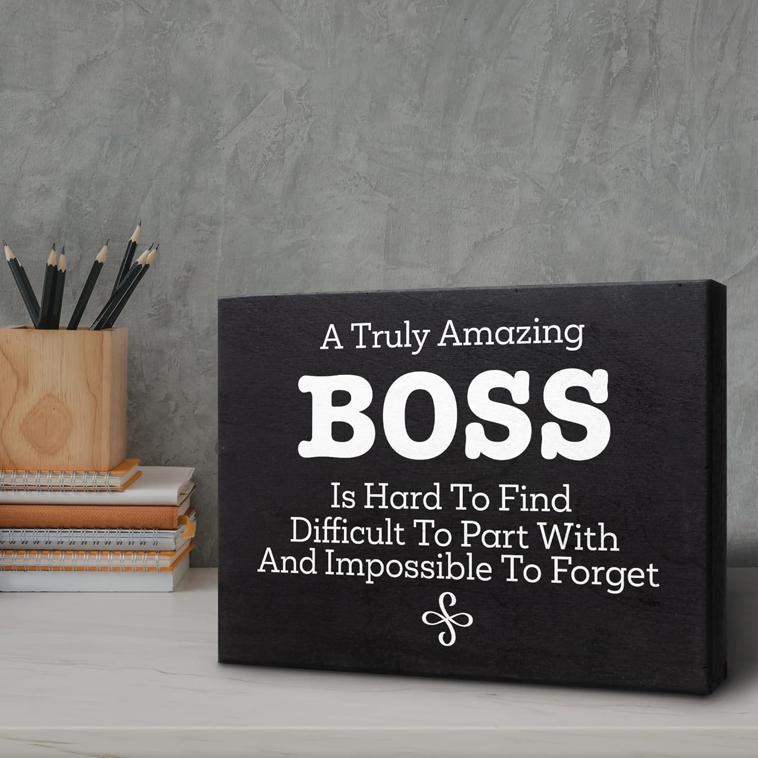 JennyGems Boss & Mentor Appreciation Gifts - 8x6 Inch Wood Sign for Bosses Day & Retirement