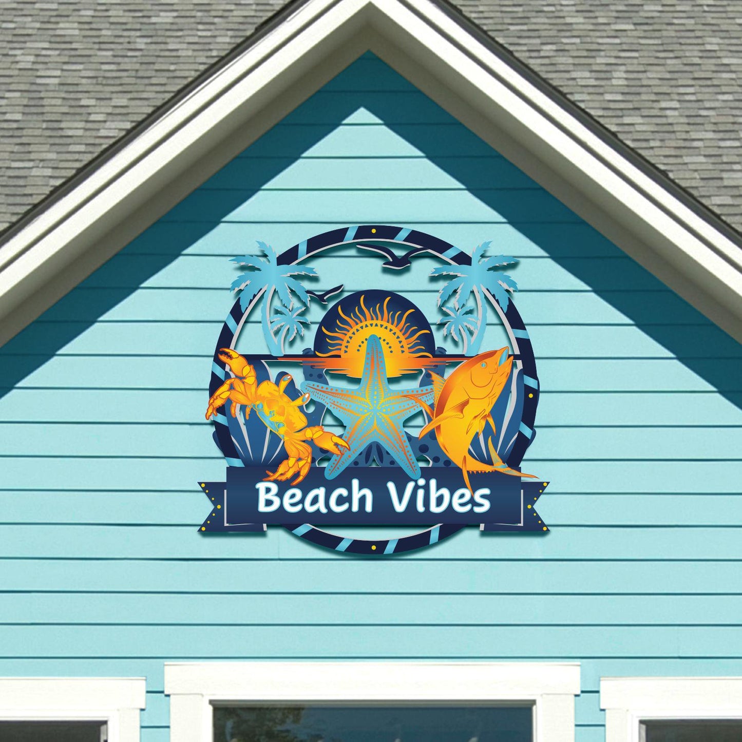 Personalized Beach House Sign – Custom Coastal Outdoor Wall Decor in Weatherproof PVC