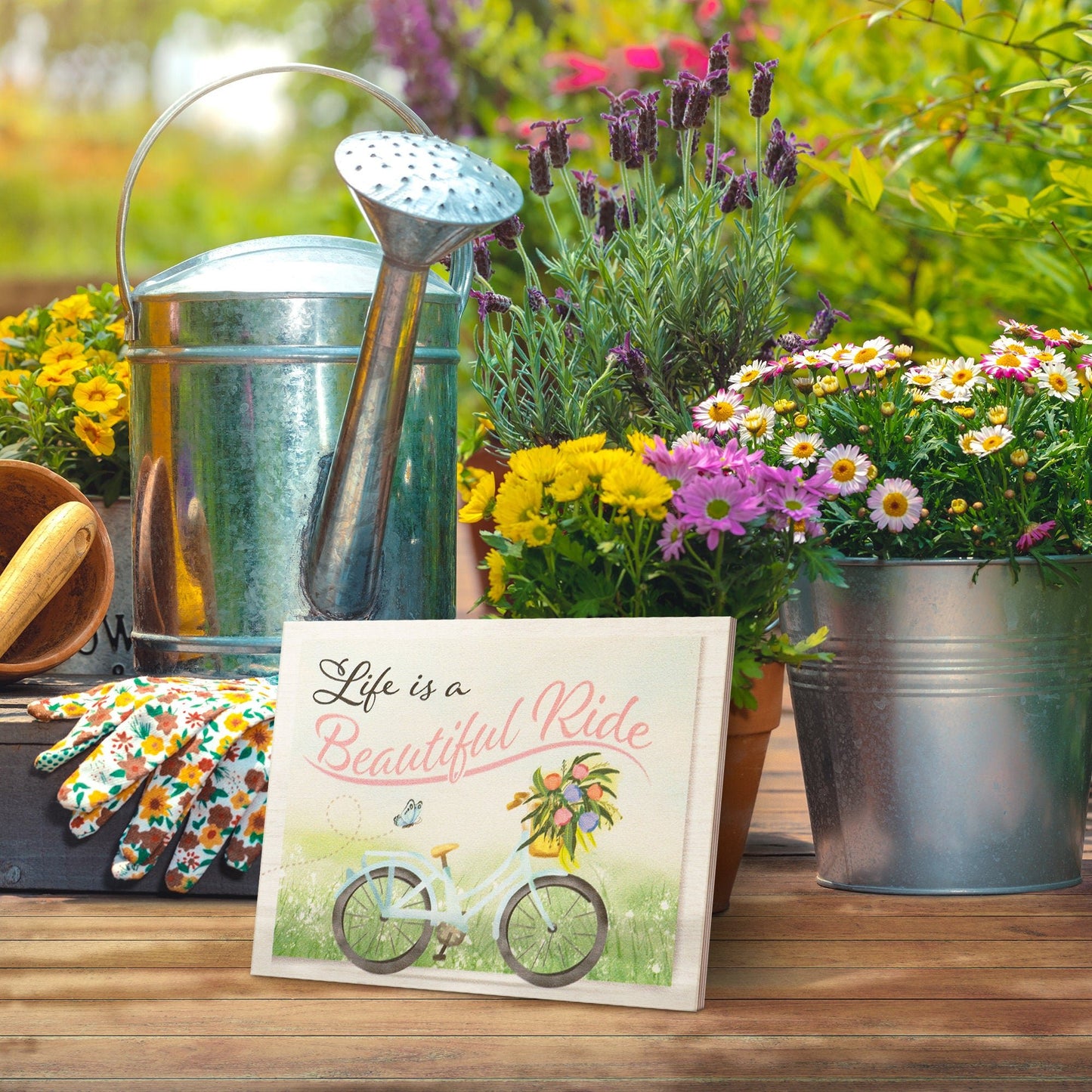 Life Is a Beautiful Ride Wooden Sign, Spring Decor, Bicycle Art, Inspirational Quote, Motivational Wall Art, Spring Decorations
