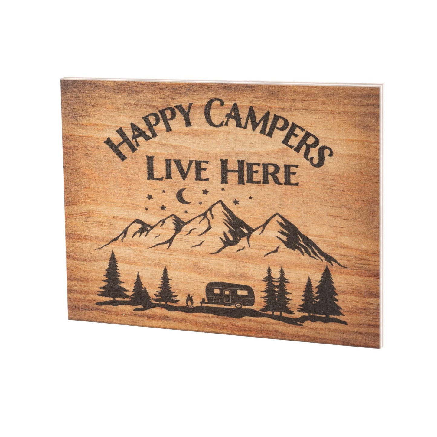 JennyGems Camper Gifts, Happy Campers Live Here Wooden Sign, Camping Decor, Camping Sign, Made in USA