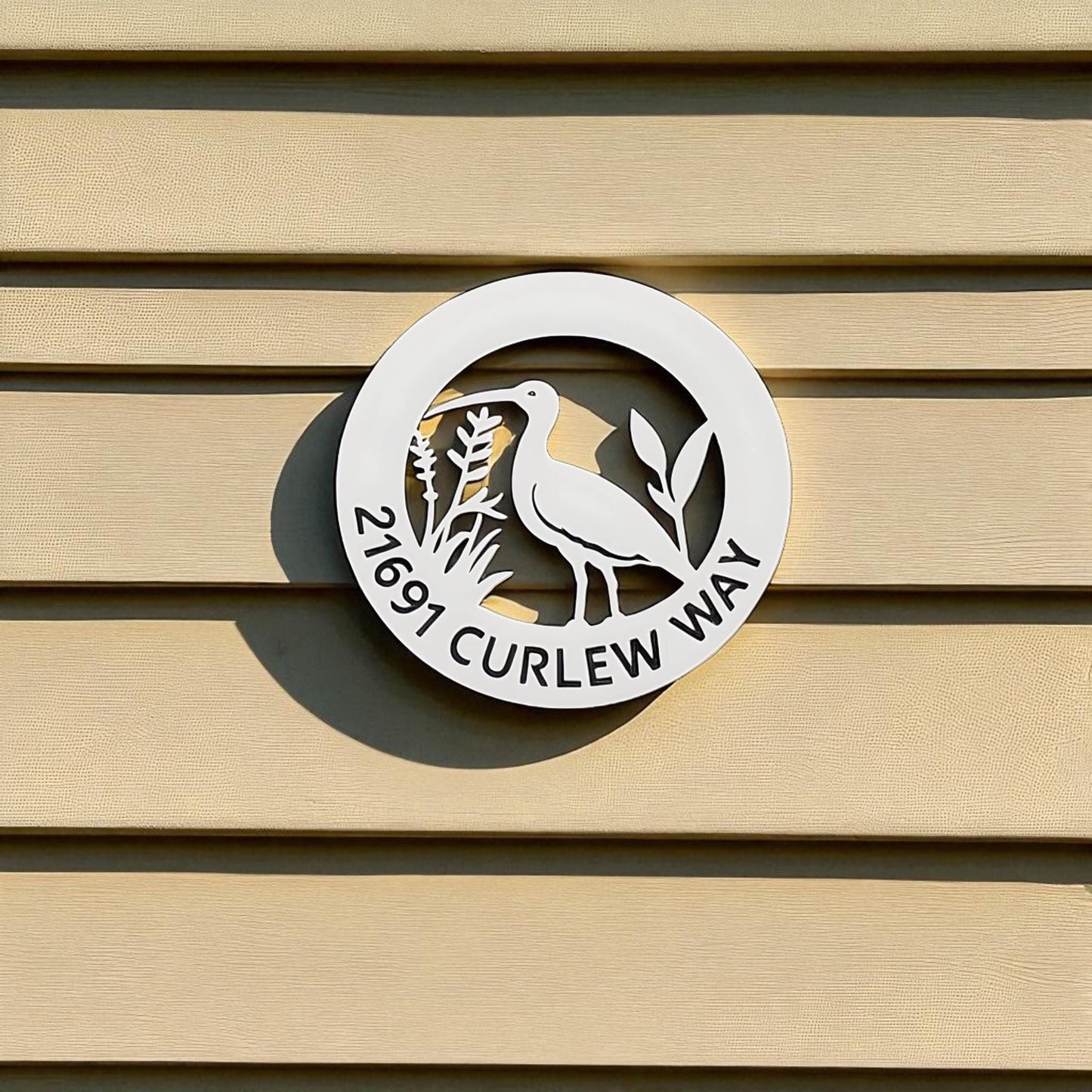 Personalized Curlew Bird Address Sign: Coastal Beach House Decor, 18 Inch