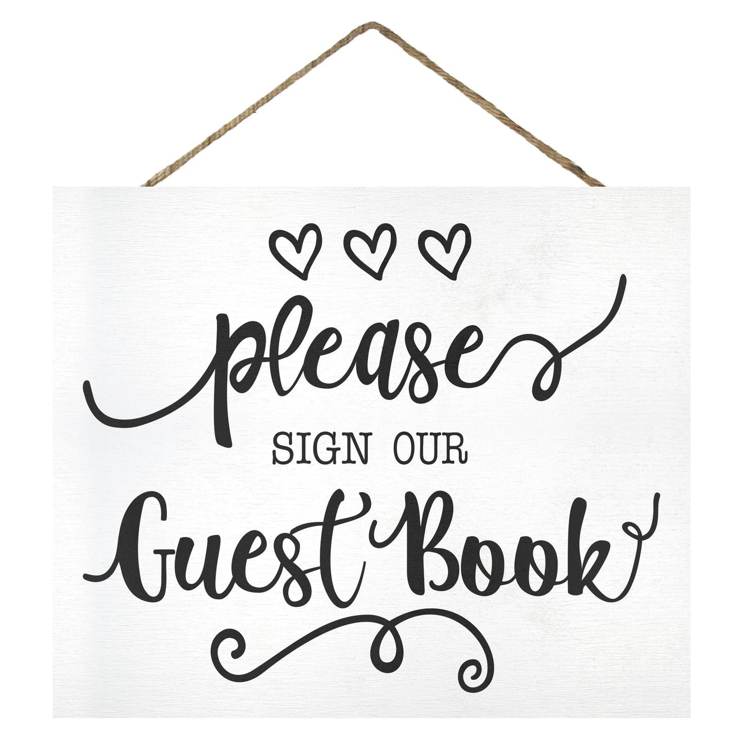 JennyGems Guestbook Sign, Guest Book Table Sign, Wedding Reception Decor (White)