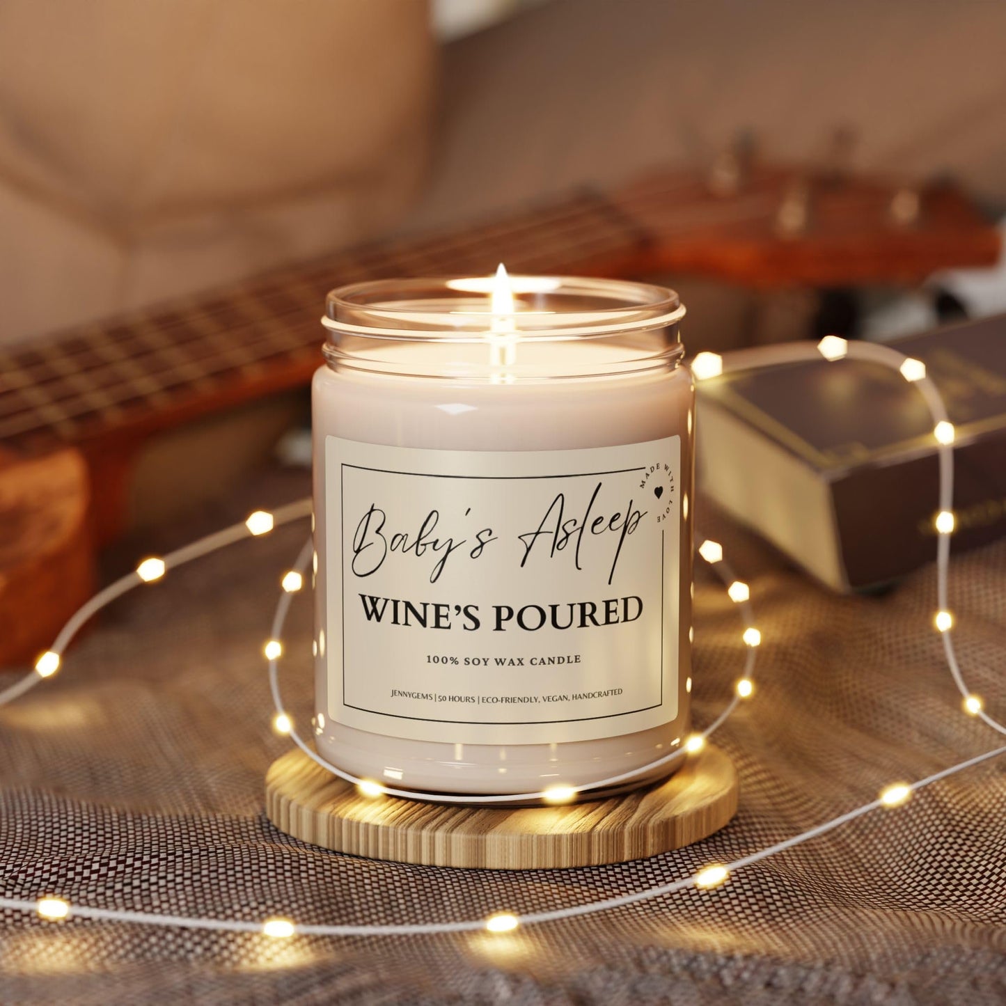Baby's Asleep, Wine's Poured - New Mom Gift, Baby Shower, Pregnant Mom, Mom Naps, Baby Sleeping Time, Soy Candle