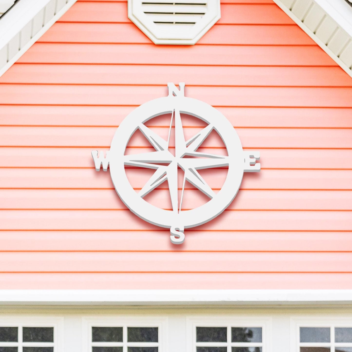 Nautical Compass Rose Sign: Weatherproof PVC Coastal Wall Art