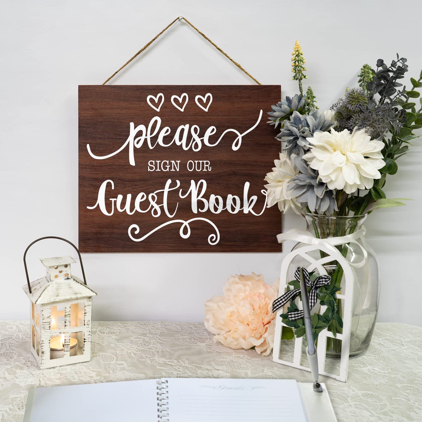 JennyGems Wedding Reception Signs, Please Sign Our Guest Book Wedding Sign, Guest Book Table Sign, 10x12 Inch Wood Sign, Rustic Wedding Decor, Guestbook Sign for Bridal Shower