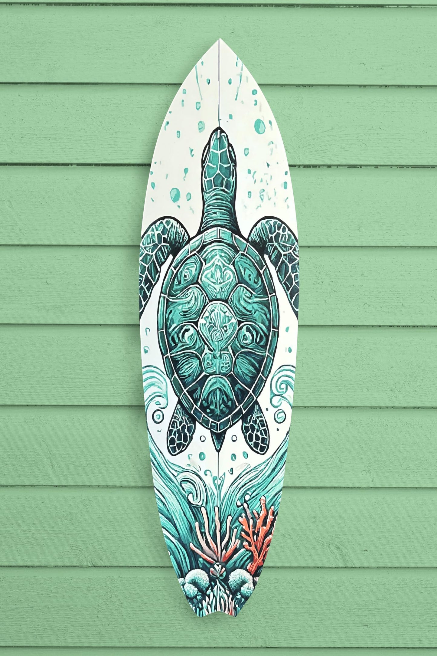 Decorative Turtle Surfboard Wall Art PVC, Weather Resistant