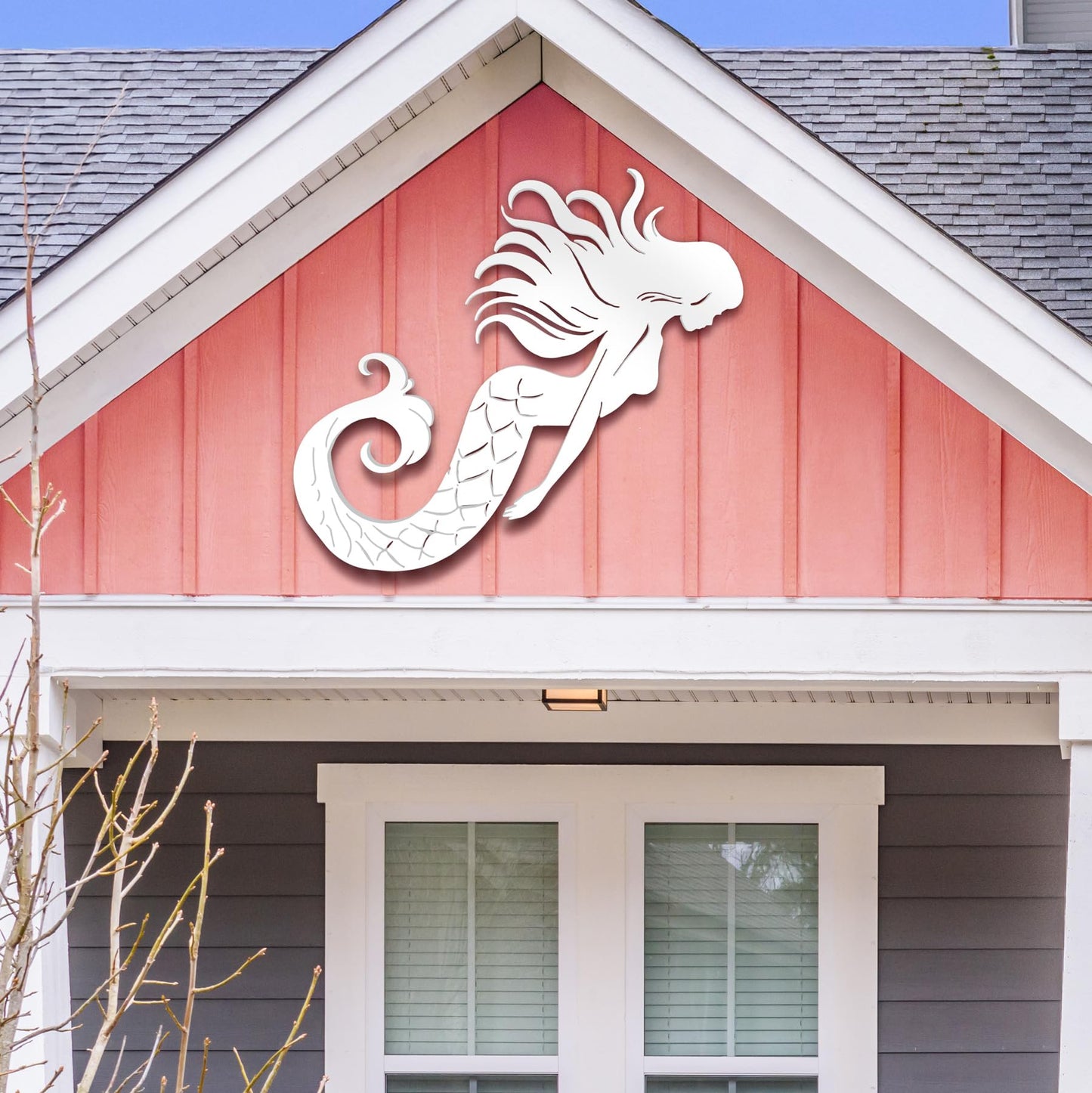 Outdoor Mermaid Wall Art – Nautical Mermaid Decor for Beach House, Coastal Poolside, and Ocean-Themed Spaces – Weatherproof PVC Mermaid Sign