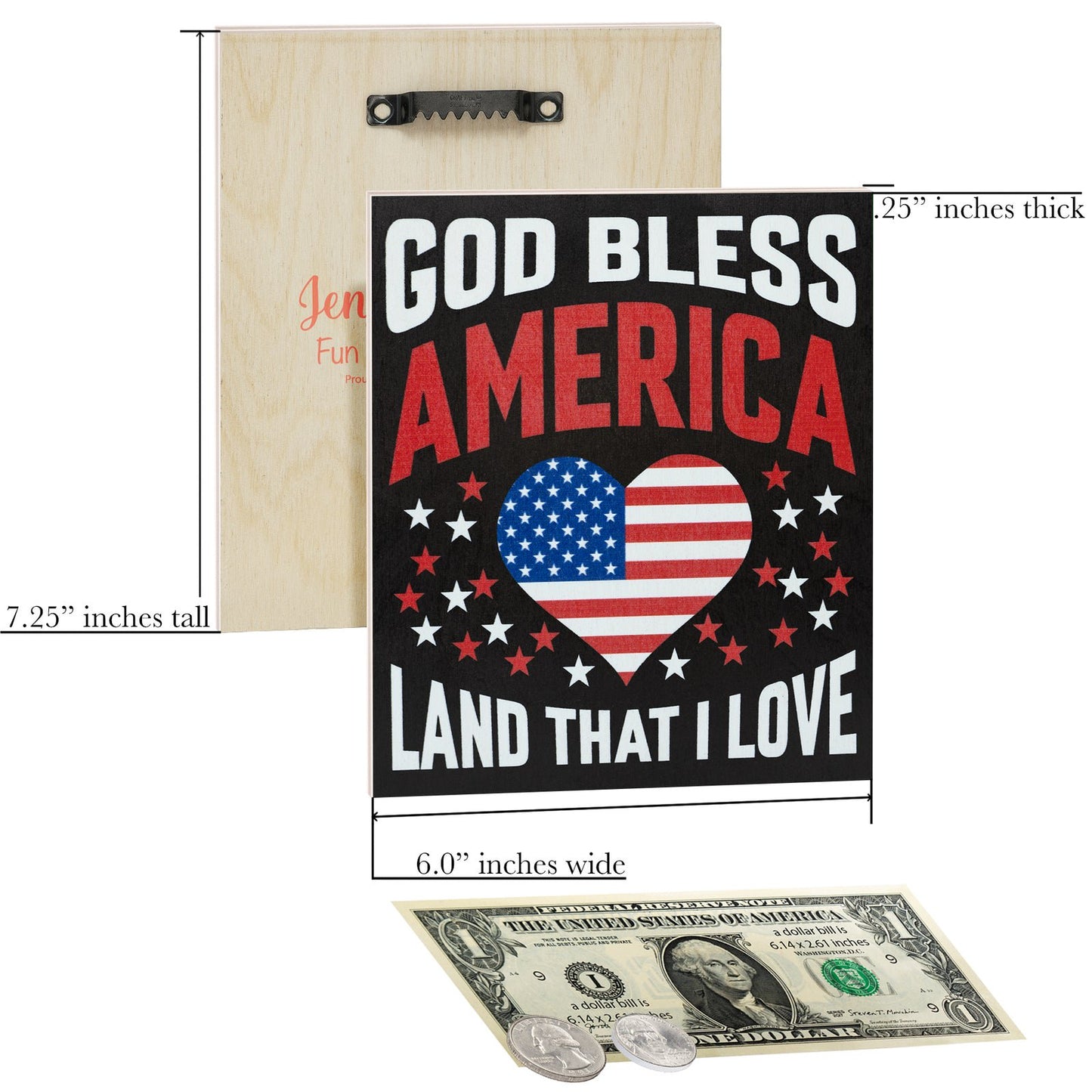 JennyGems Patriotic Decor, God Bless America Sign, 4th of July, Memorial Day