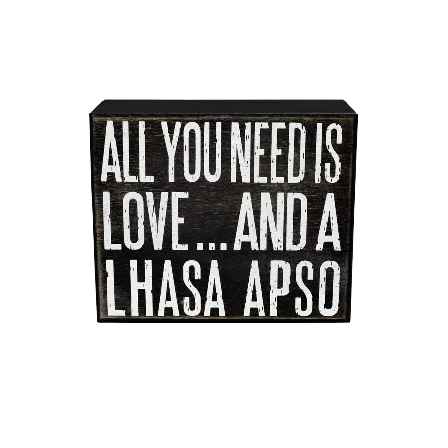 JennyGems Lhasa Apso Gifts, All You Need Is Love and a Lhasa Apso Wooden Sign, Shelf Decor and Wall Hanging