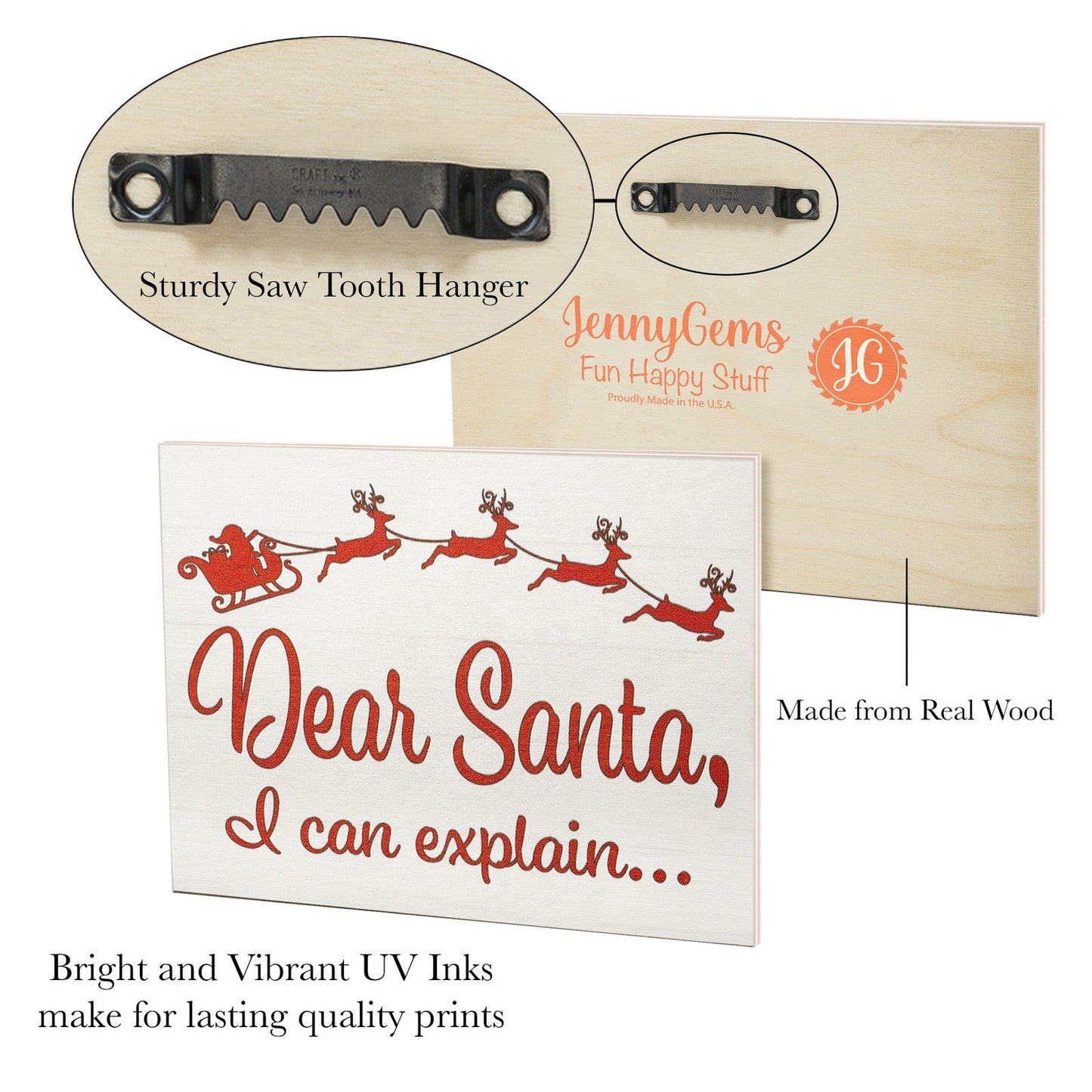 JennyGems Dear Santa I Can Explain, Christmas Decorations, Funny Holiday Decor