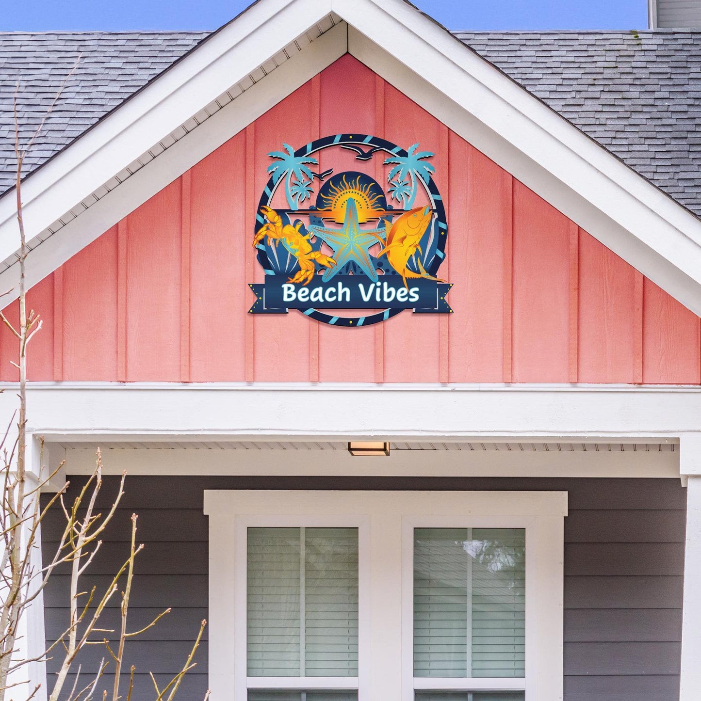 Personalized Beach House Sign – Custom Coastal Outdoor Wall Decor in Weatherproof PVC