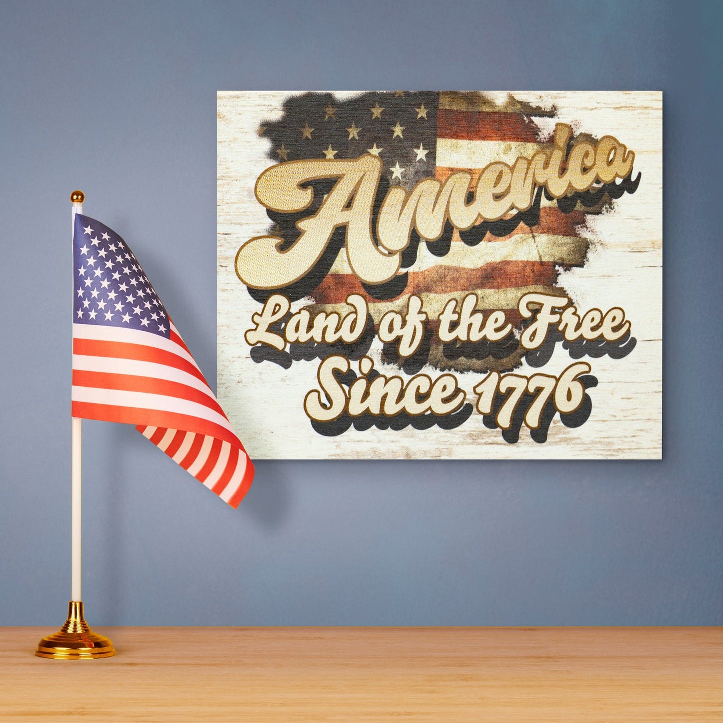 JennyGems Patriotic Decor, America Land of the Free Sign, July 4th, Memorial Day
