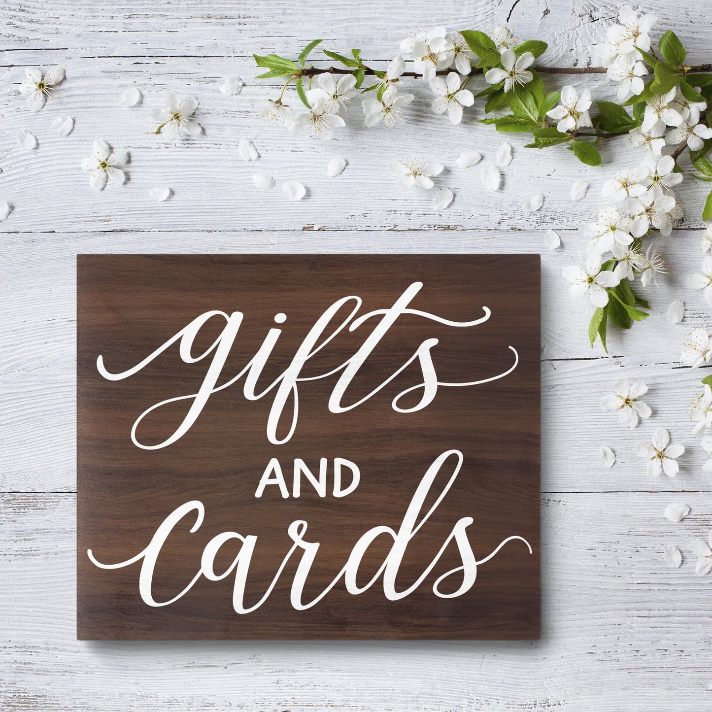 JennyGems Gifts and Cards Sign, Wedding Signs, Bridal Shower Party Decor (Brown)
