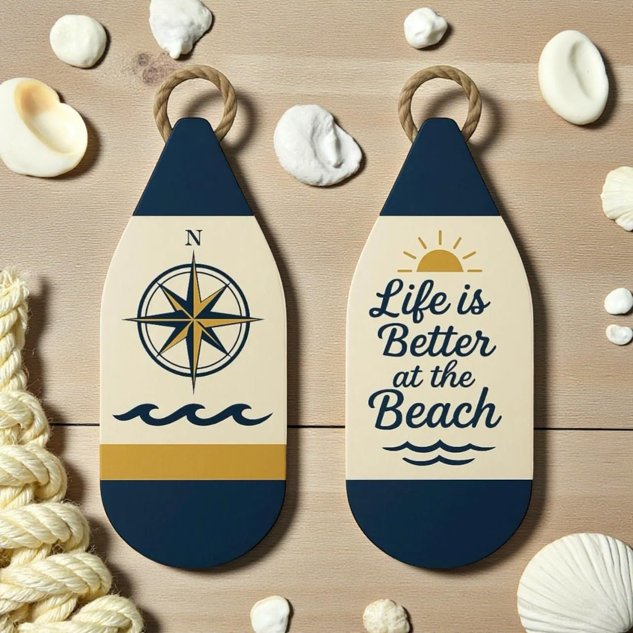 Outdoor Buoy Wall Art - Coastal Decor for Beach or Lake House, Nautical PVC Signs