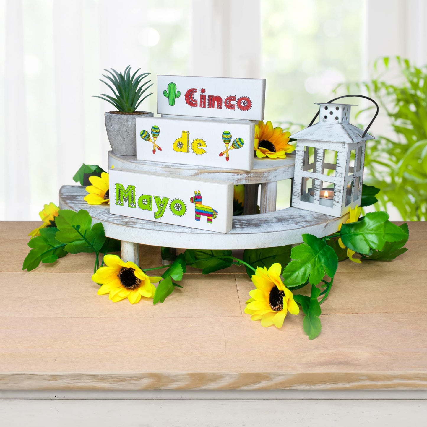 Cinco De Mayo 3pc Wooden Signs Set, Cinco de Mayo Decor, Tiered Tray Signs, American Made