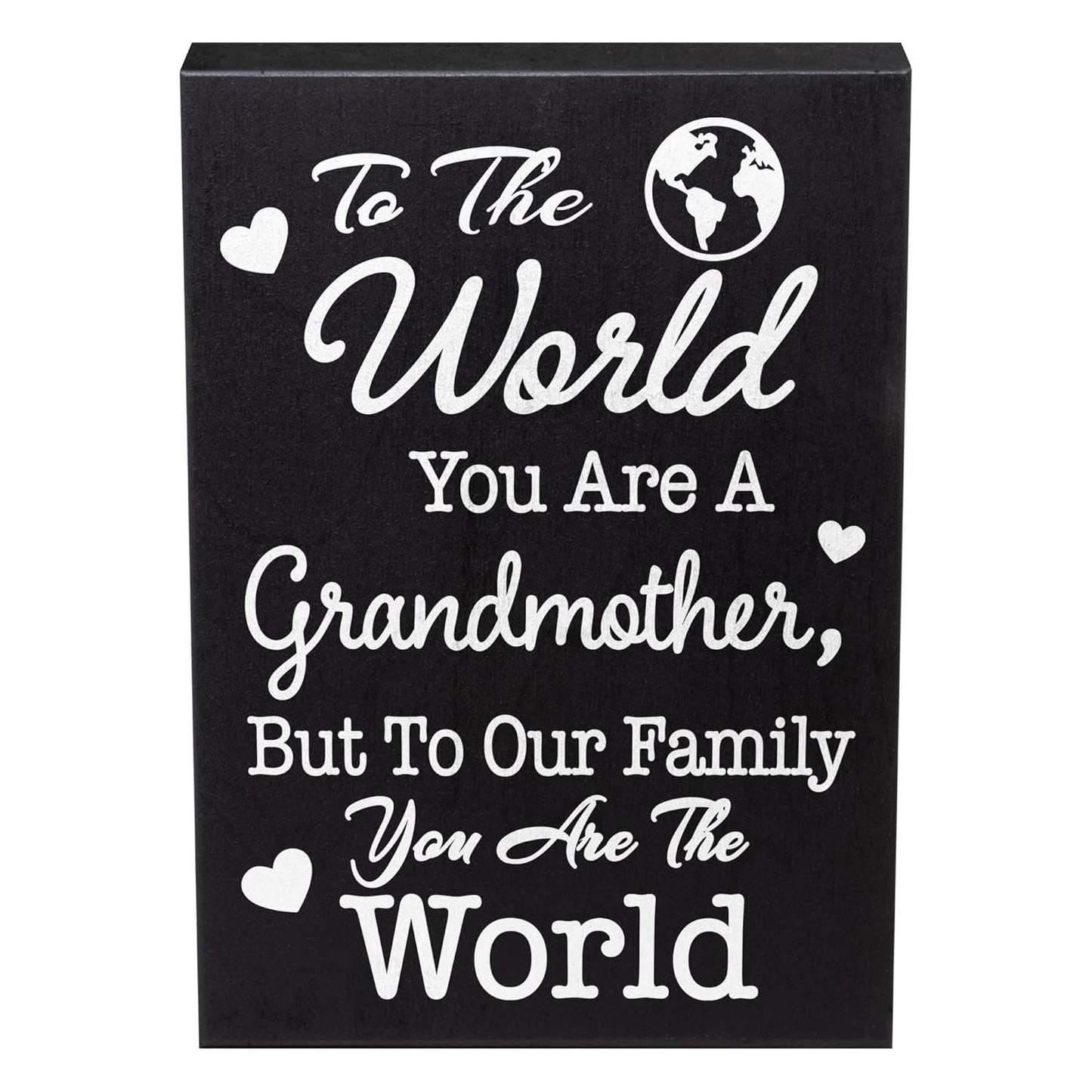 JennyGems Grandmother Gifts, To the World You Are a Grandmother Wooden Sign, Shelf Decor and Wall Hanging, Made in USA