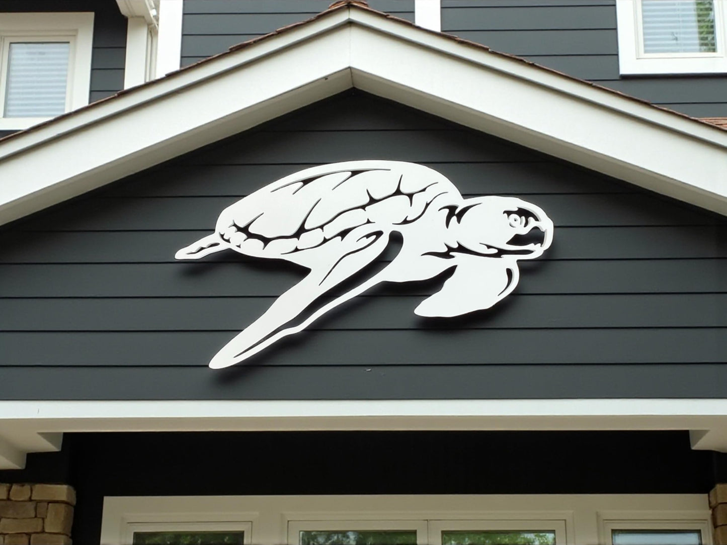 Sea Turtle Wall Art Decor for Indoor Outdoor - Weatherproof PVC Ocean Theme Coastal Decorations, Nautical Beach House Sign (2 Foot)