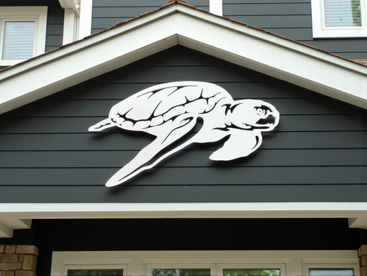 Sea Turtle Wall Art Decor for Indoor Outdoor - Weatherproof PVC Ocean Theme Coastal Decorations, Nautical Beach House Sign (2 Foot)