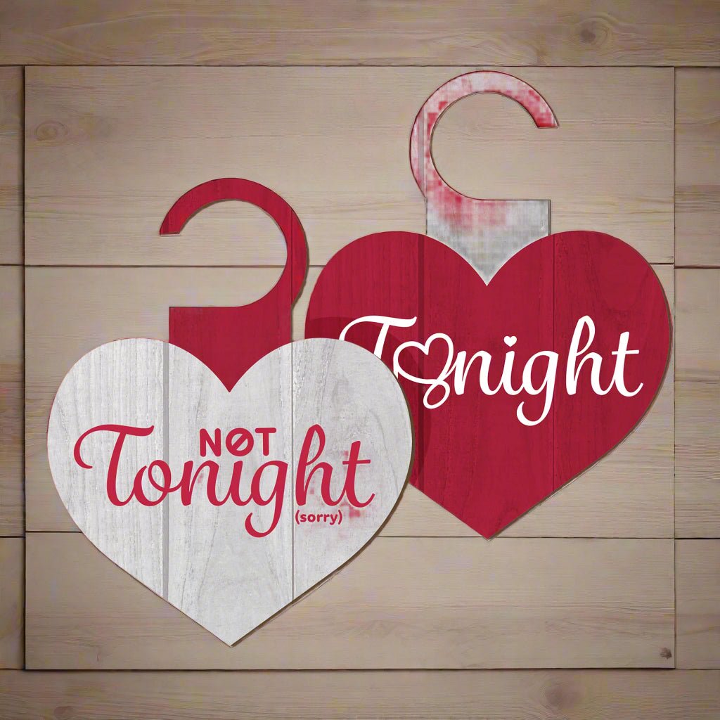 Funny Date Night Decision Sign for Him or Her, Tonight Not Tonight Reversible Door Hanger, Couples Gift, Made in USA