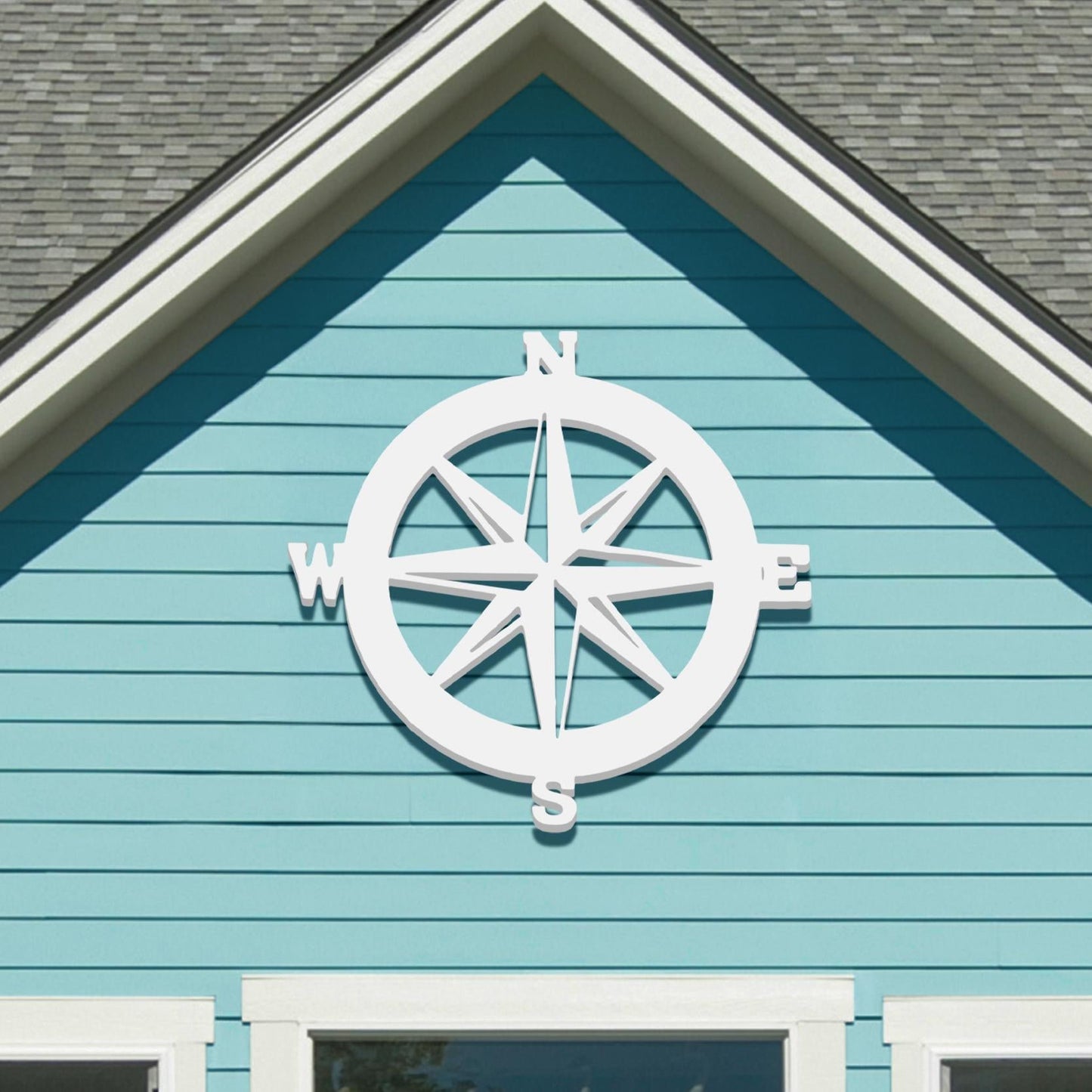 Nautical Compass Rose Sign: Weatherproof PVC Coastal Wall Art