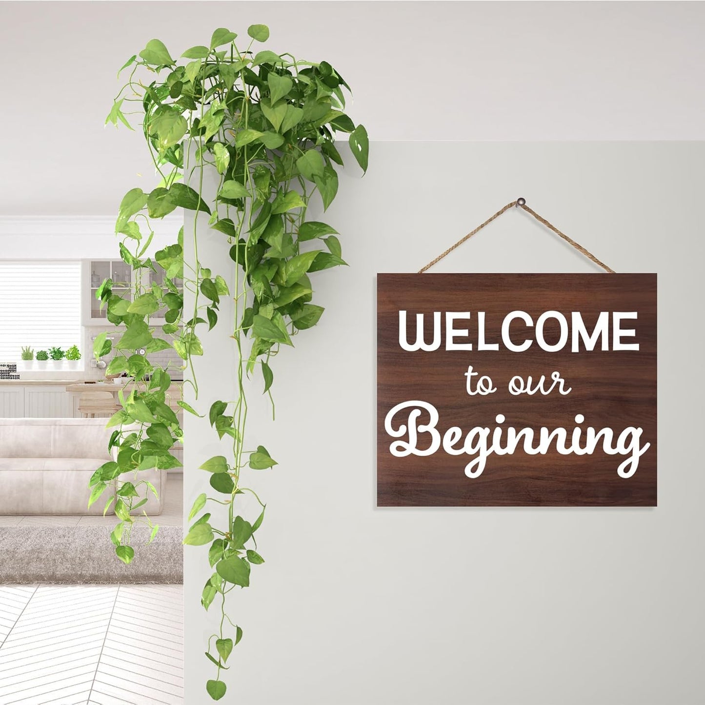 Welcome to the Beginning Sign: Minimalist Wood Wedding & Housewarming Decor
