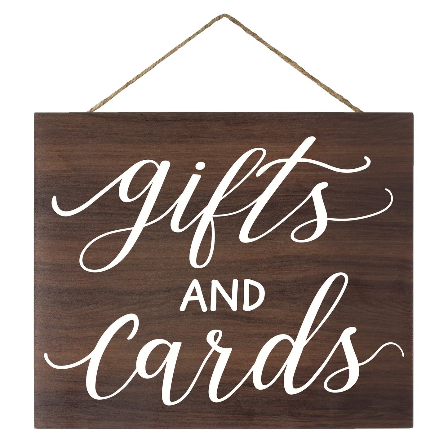 JennyGems Gifts and Cards Sign, Wedding Signs, Bridal Shower Party Decor (Brown)
